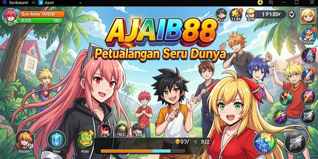 Tampilan seru gameplay AJAIB88 dengan karakter Anime yang menggemaskan.