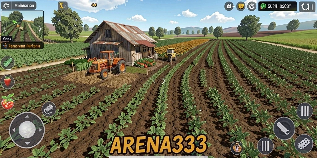 Tampilan menarik dari gameplay pertanian di ARENA333.