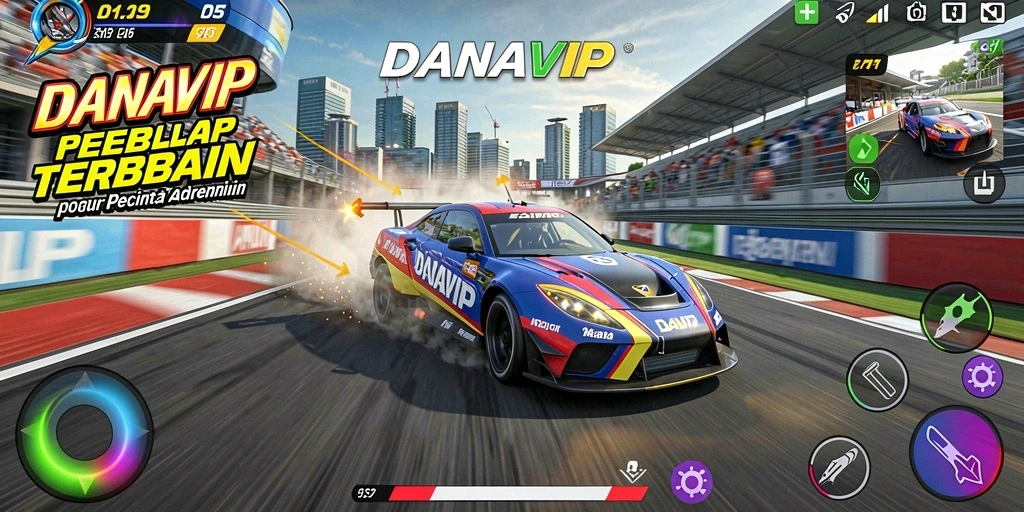 Gameplay balap yang intens dan mendebarkan di DANAVIP.