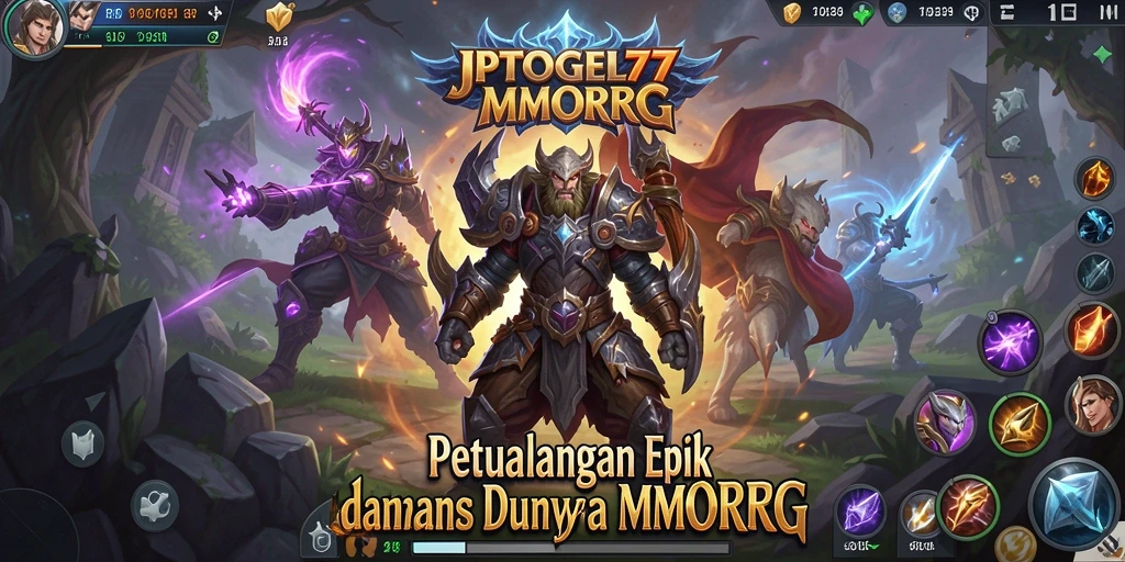 Screenshot gameplay menarik JPTOGEL77 dengan karakter dan monster dalam pertempuran.