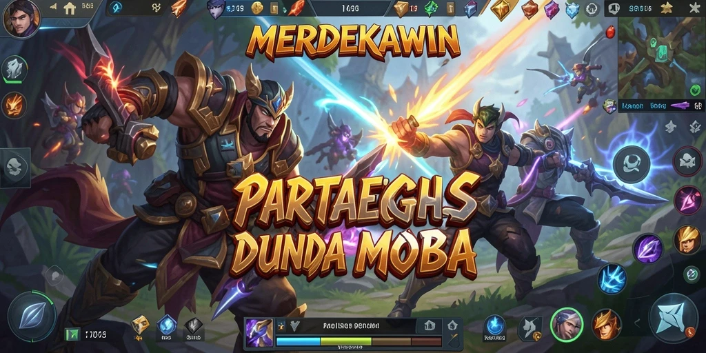 Tampilan dinamis gameplay <strong>MERDEKAWIN</strong> dalam pertarungan tim.