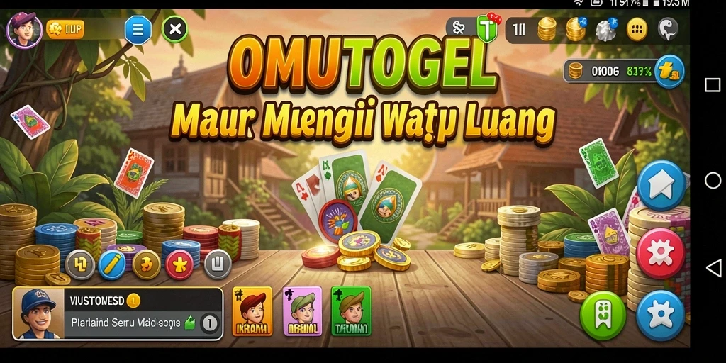 Tampilan gameplay OMUTOGEL dengan karakter dan sumber daya yang menarik.