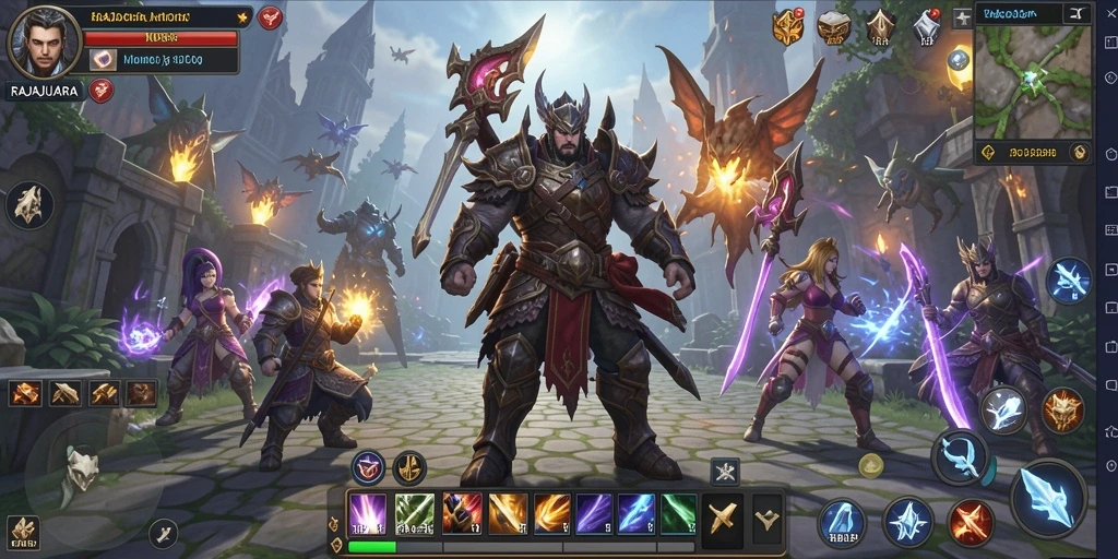 Tampilan gameplay RAJAJUARA yang seru dan interaktif dalam pertempuran.