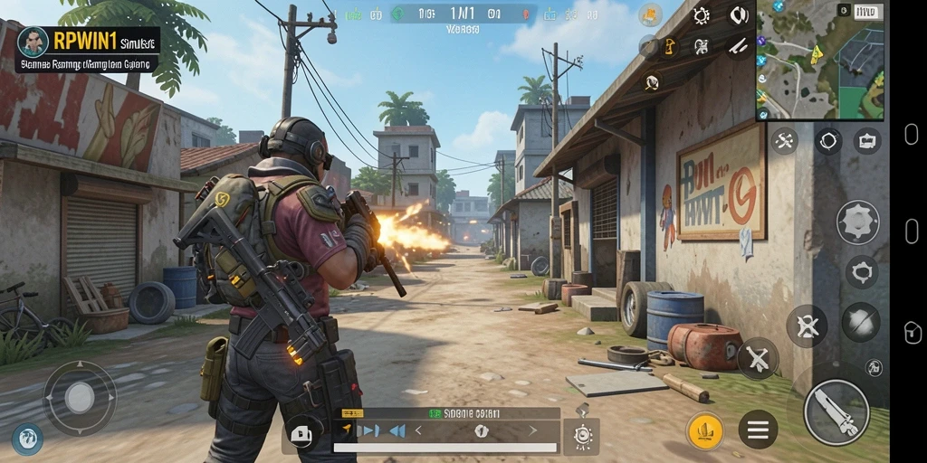 Tampilan gameplay RPWIN1 dengan grafis yang realistis dan interaksi mendalam.