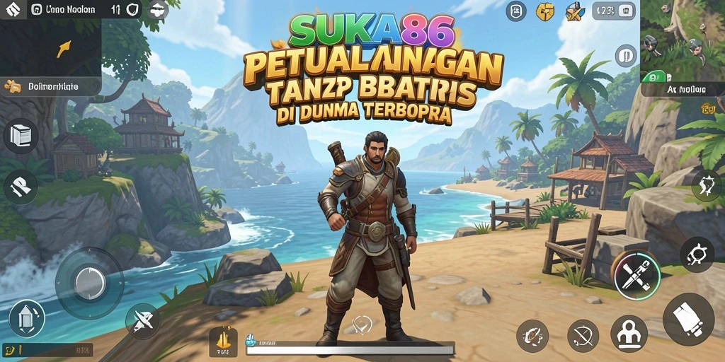 Screenshot SUKA86 menampilkan pemain menjelajahi dunia terbuka yang indah.