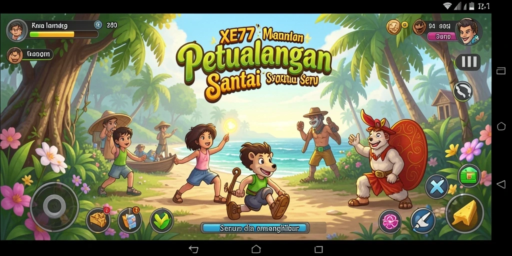 Tampilan gameplay XE77 yang penuh warna dan menyenangkan.